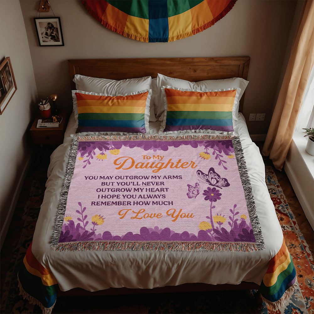Heirloom Woven Blanket - To my daughter - you may outgrow my arms (horizontal/Landscape)