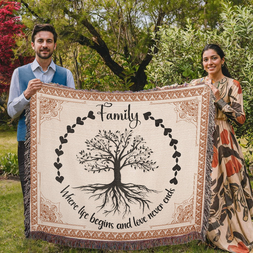 Heirloom Woven Blanket Family tree (Landscape/Horizontal)