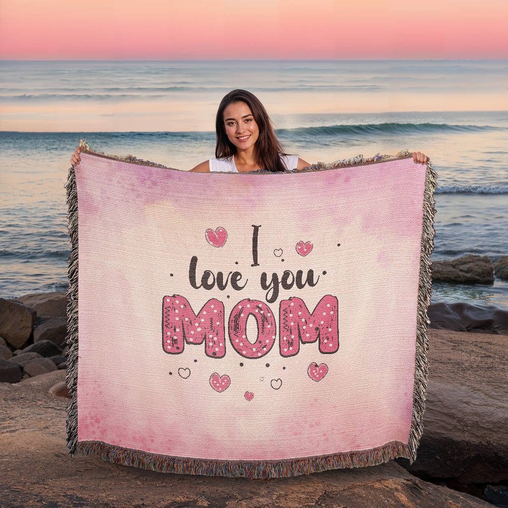 Heirloom Woven Blanket - I Love You Mom (Landscape/Horizonal)