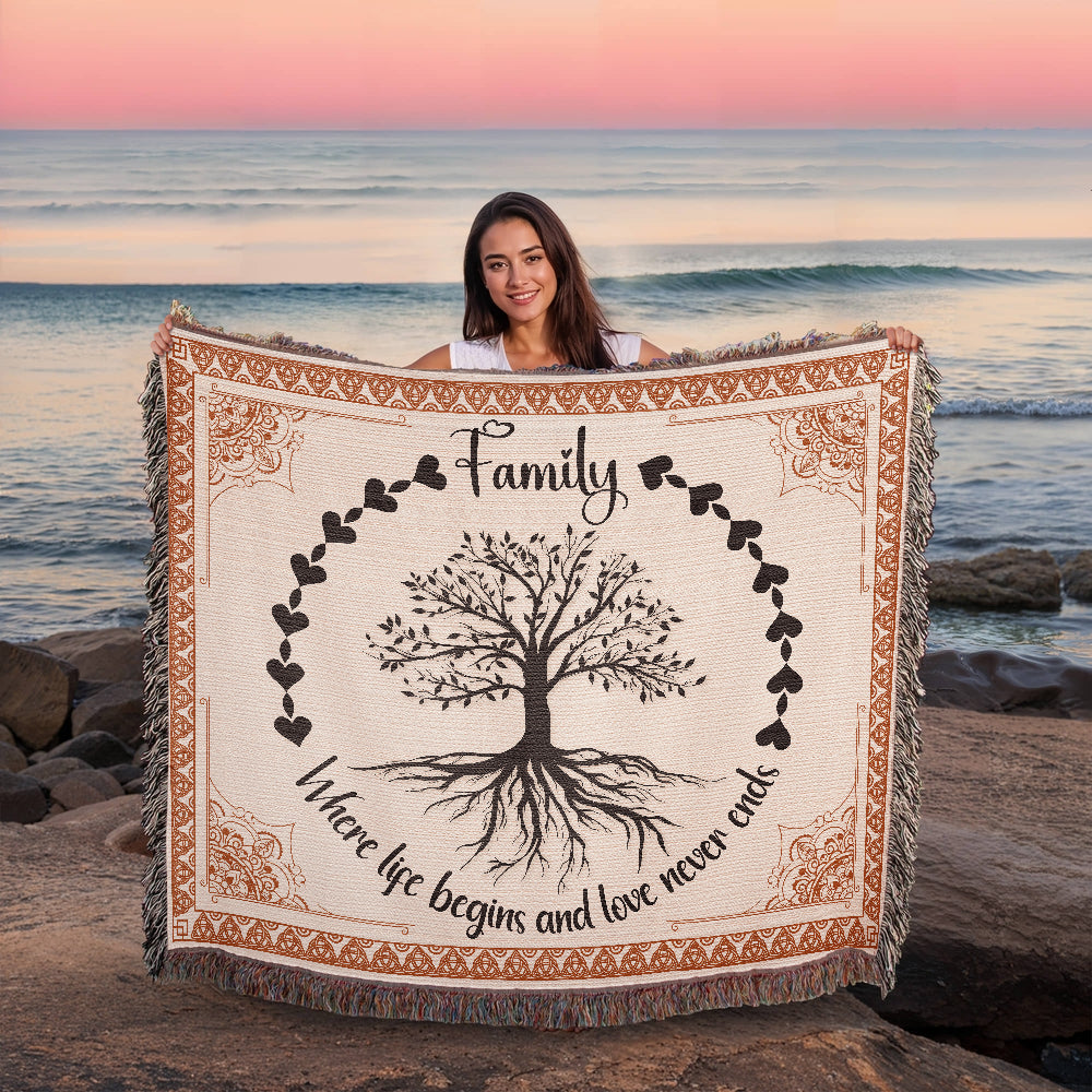 Heirloom Woven Blanket Family tree (Landscape/Horizontal)