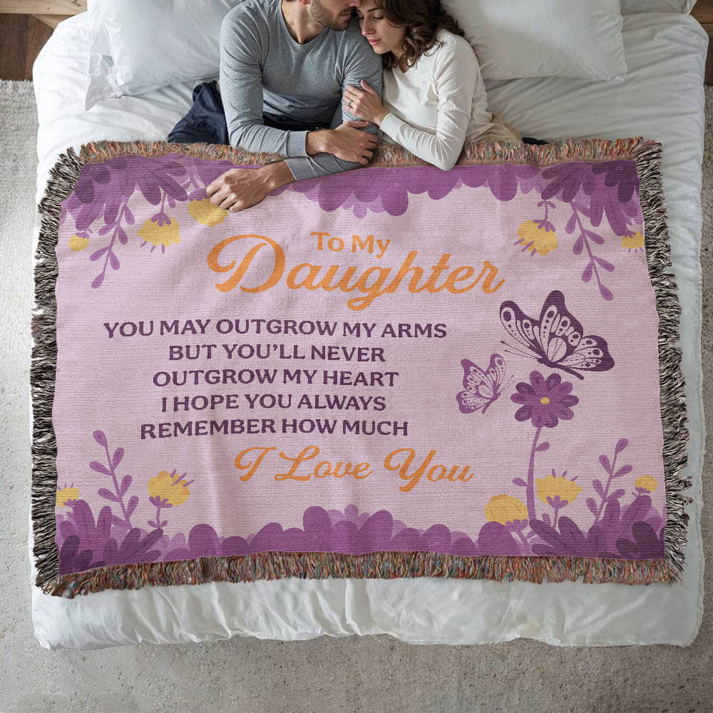 Heirloom Woven Blanket - To my daughter - you may outgrow my arms (horizontal/Landscape)