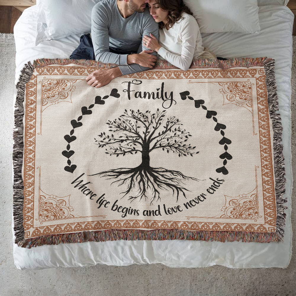 Heirloom Woven Blanket Family tree (Landscape/Horizontal)
