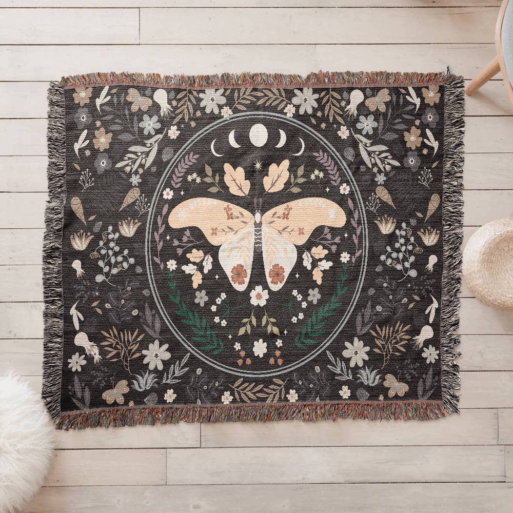 Heirloom Woven Blanket with Butterfly (Landscape/Horizontal)
