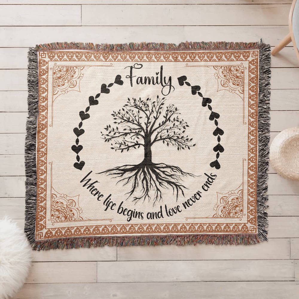 Heirloom Woven Blanket Family tree (Landscape/Horizontal)