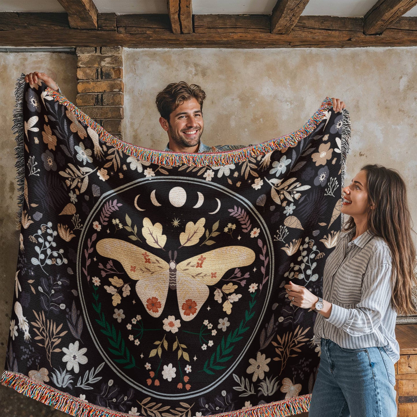 Heirloom Woven Blanket with Butterfly (Landscape/Horizontal)