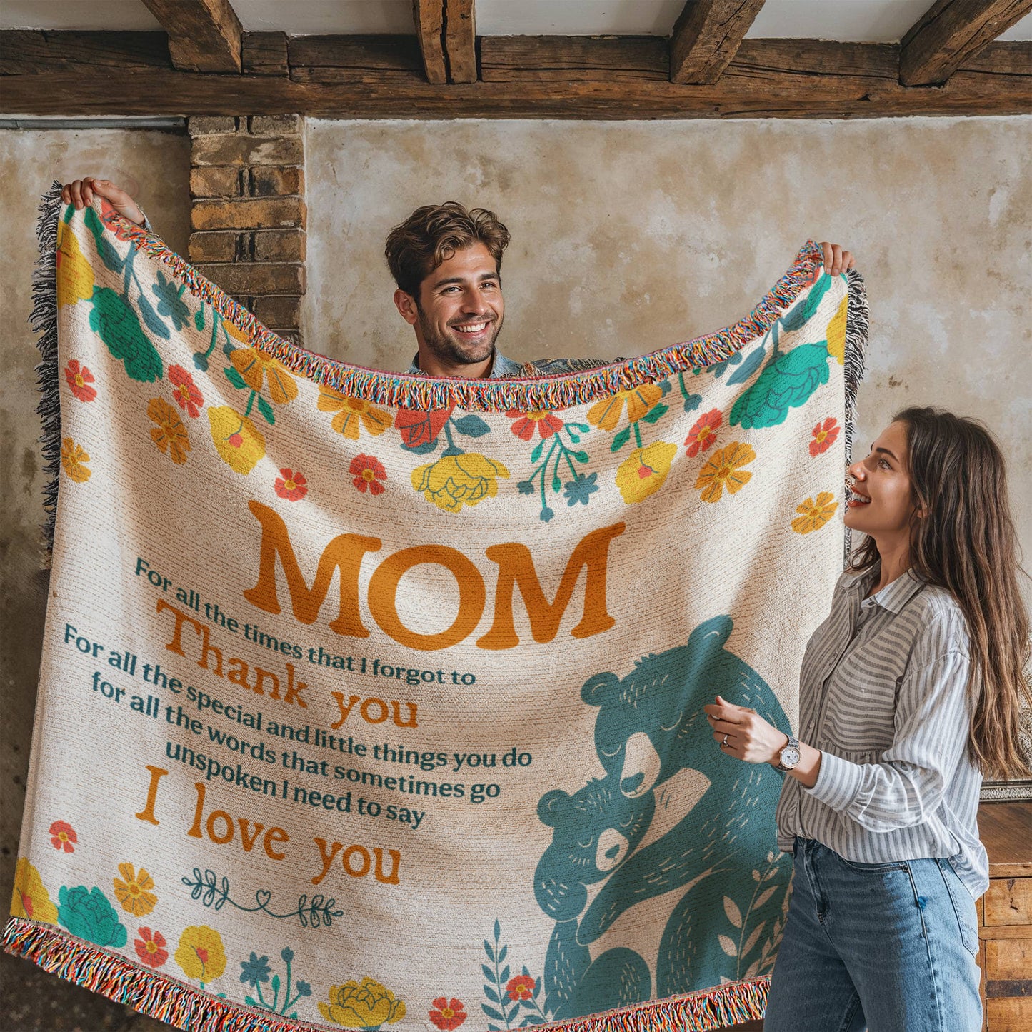 Heirloom Woven Blanket Mama Bear (Landscape/Horizontal)