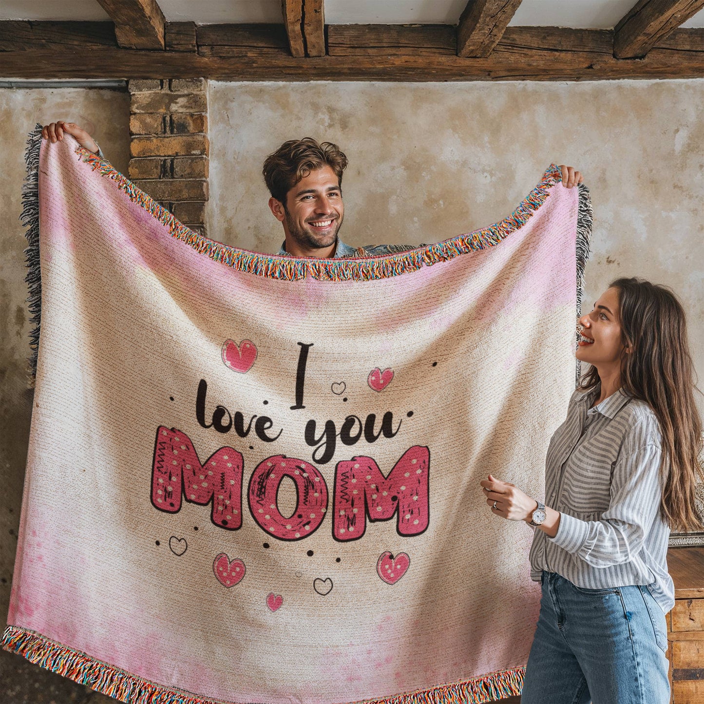Heirloom Woven Blanket - I Love You Mom (Landscape/Horizonal)