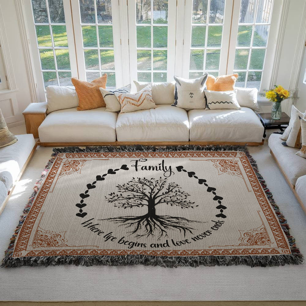 Heirloom Woven Blanket Family tree (Landscape/Horizontal)
