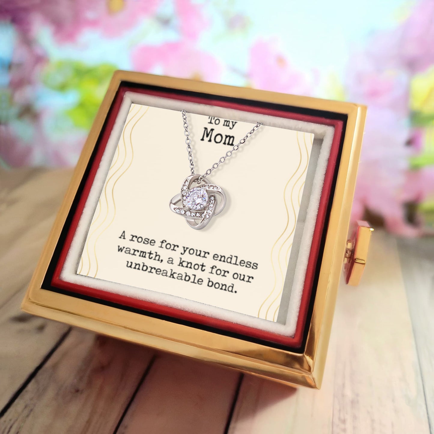 Love Knot Necklace with Rotating Box
