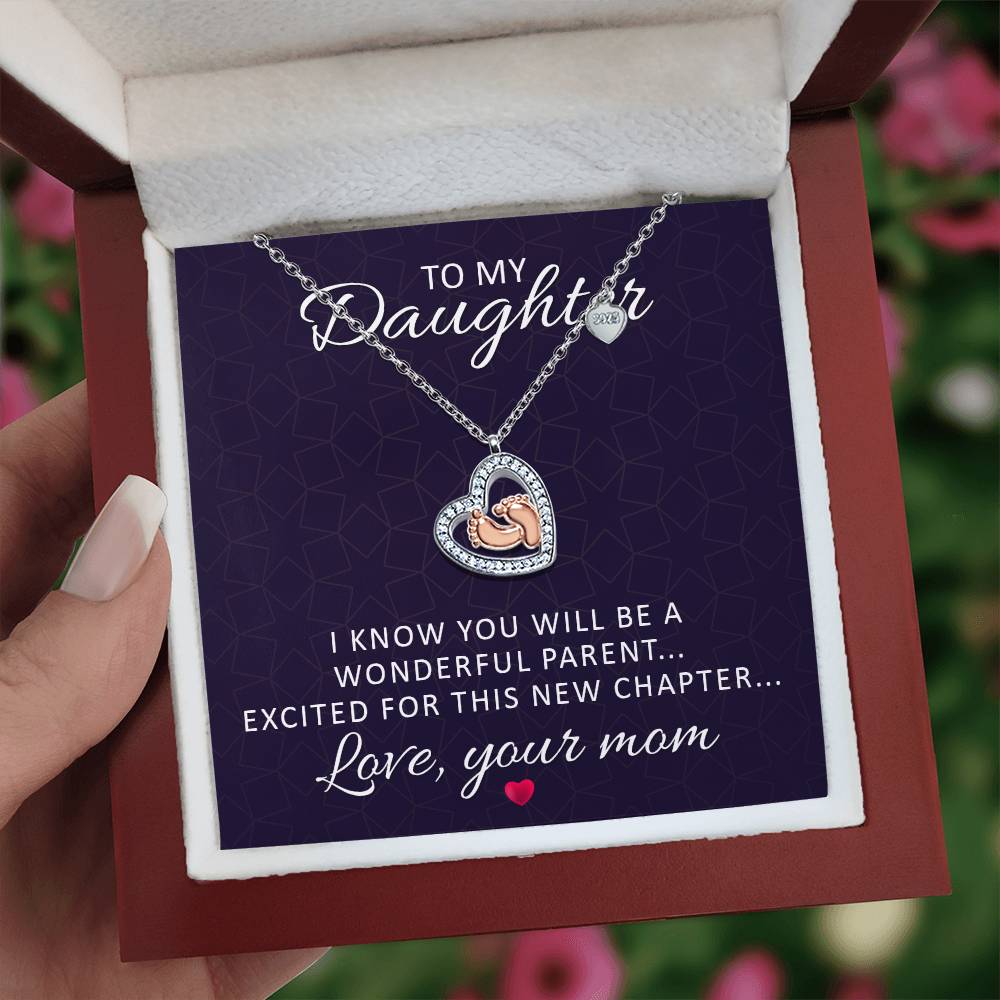 Baby Feet Heart Necklace for Mom-to-Be from Her Mother
