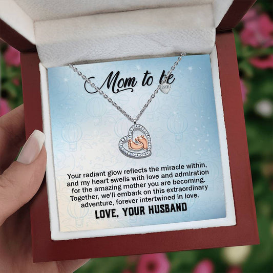 Baby Feet Heart Necklace - To a Wonderful First Time Mom