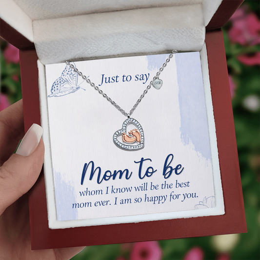 Baby Feet Heart Necklace Features a Sparkling Heart-Shaped Frame