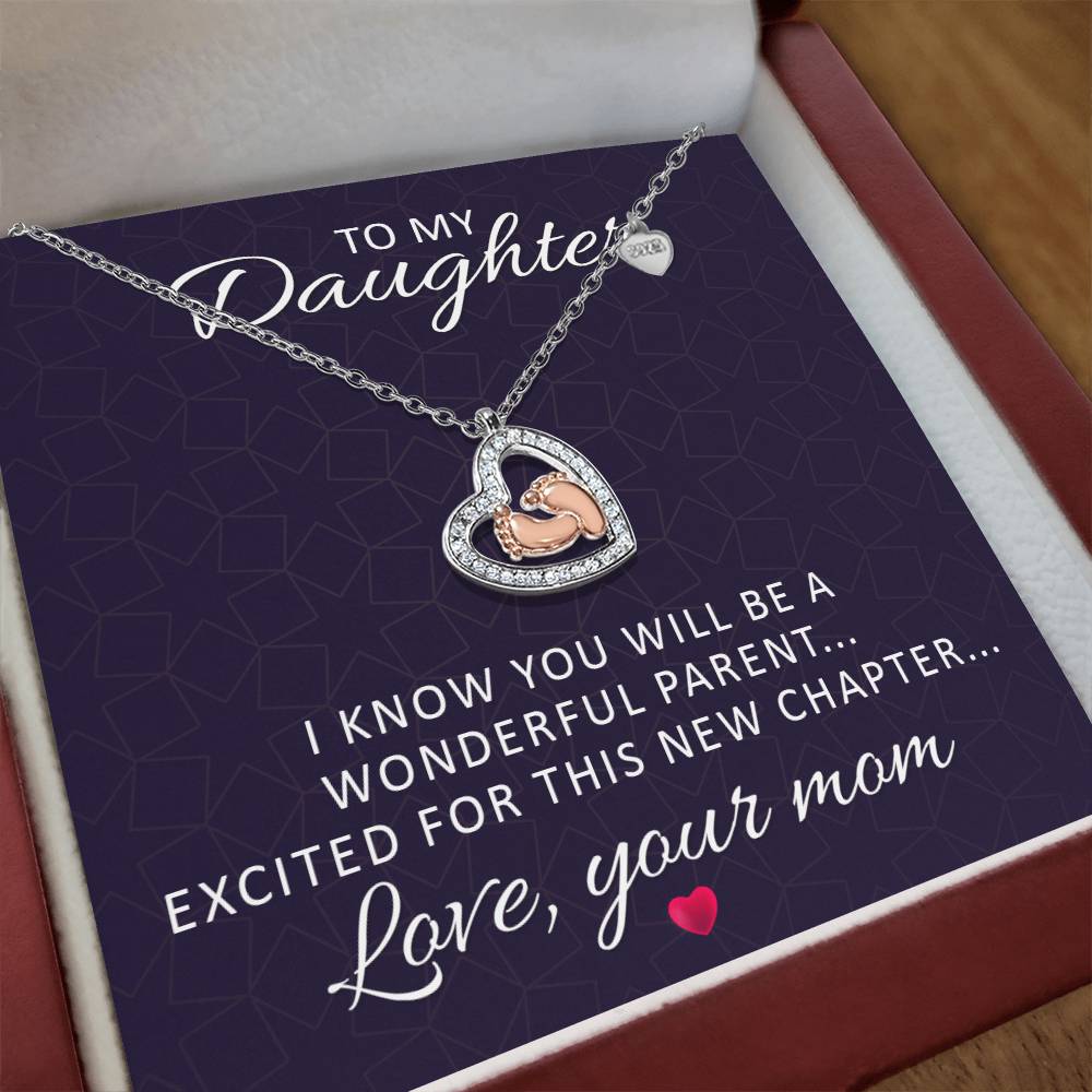 Baby Feet Heart Necklace for Mom-to-Be from Her Mother