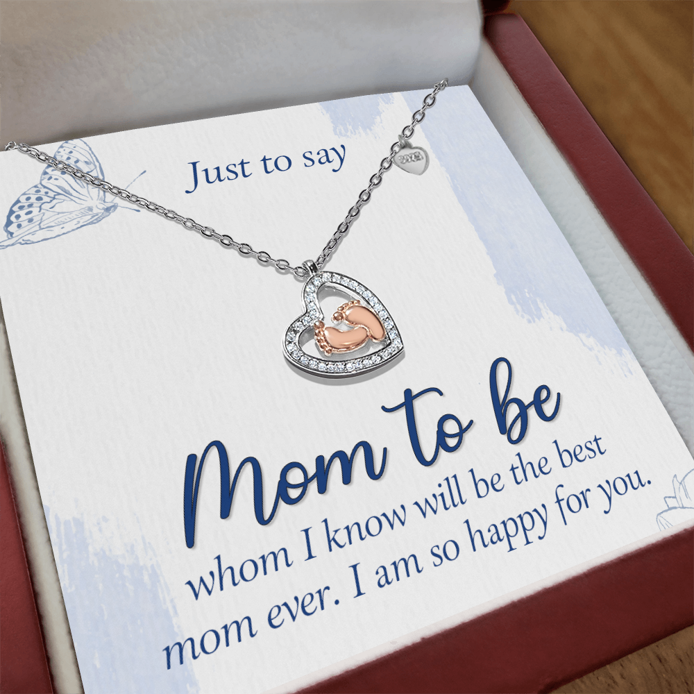 Baby Feet Heart Necklace Features a Sparkling Heart-Shaped Frame