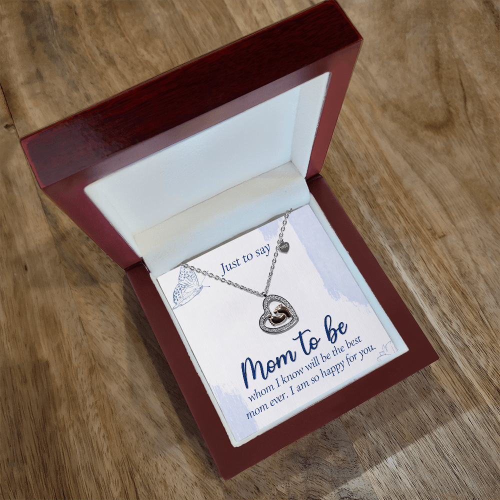 Baby Feet Heart Necklace Features a Sparkling Heart-Shaped Frame