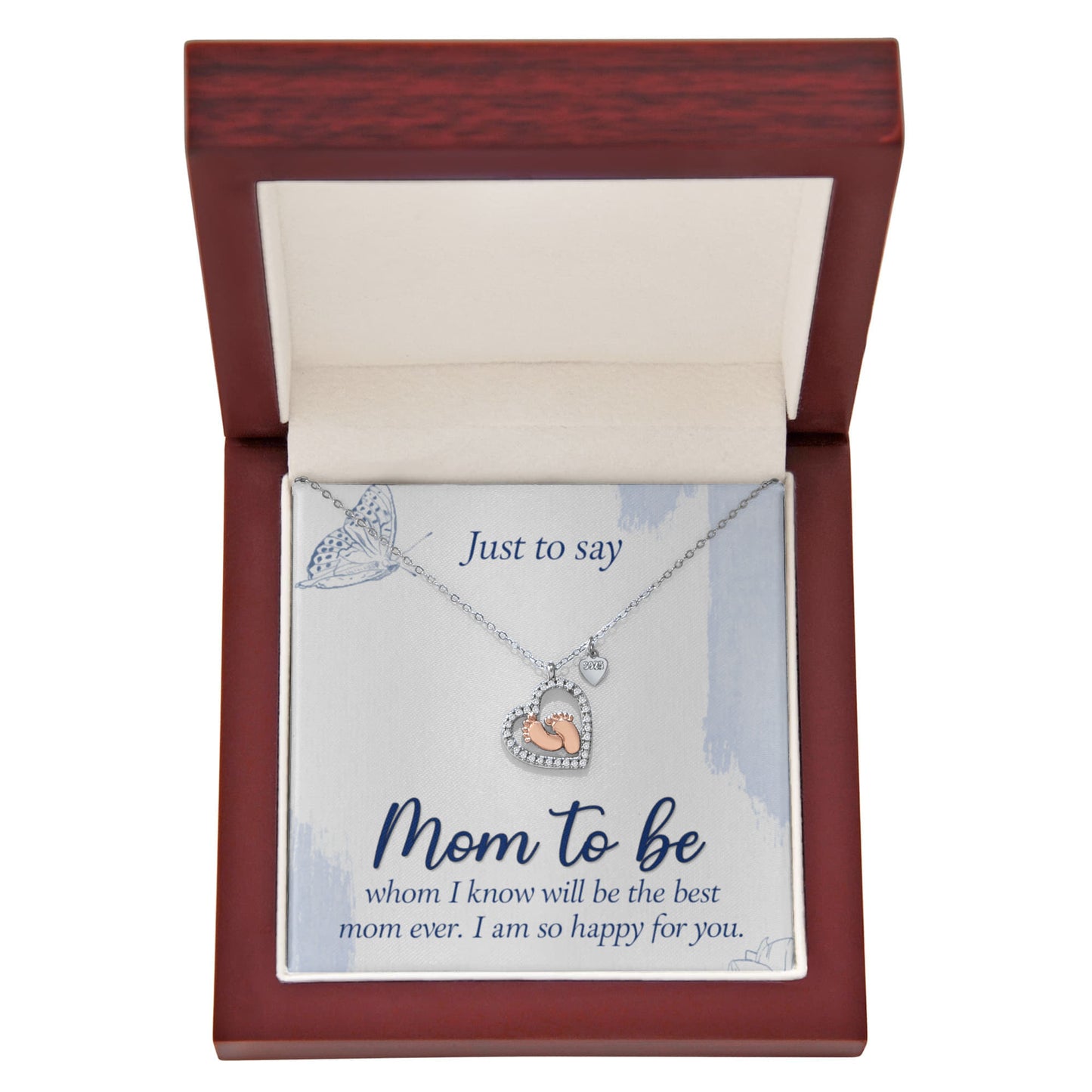 Baby Feet Heart Necklace Features a Sparkling Heart-Shaped Frame