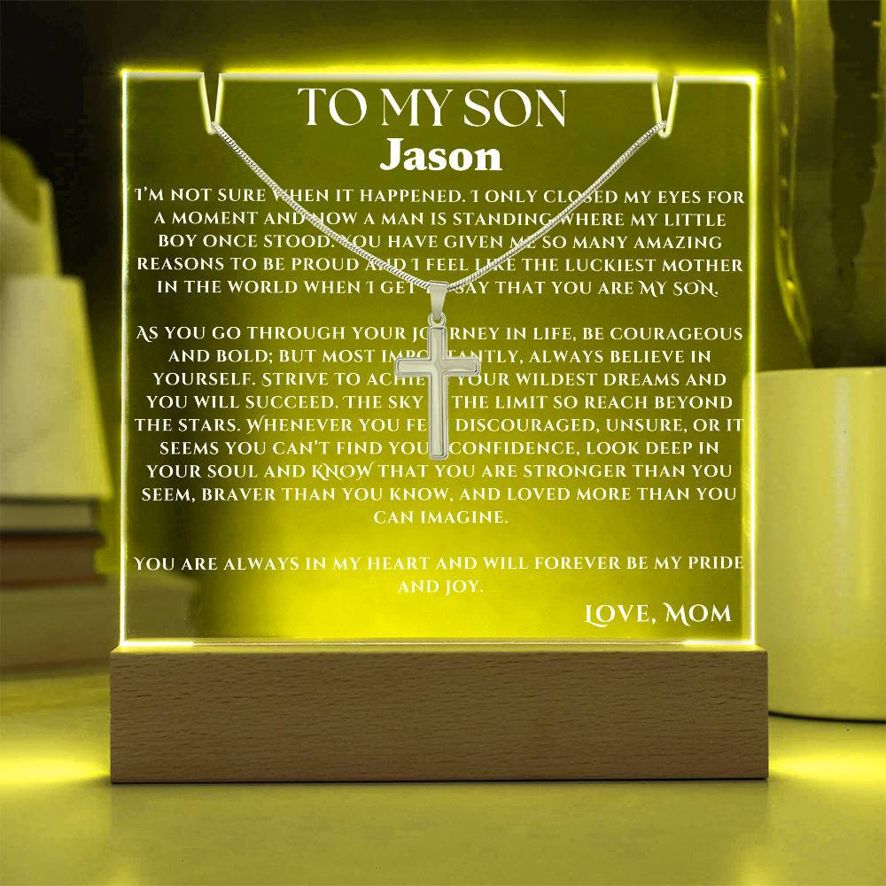 Acrylic Plaque and Necklace Gift Set For Your Son