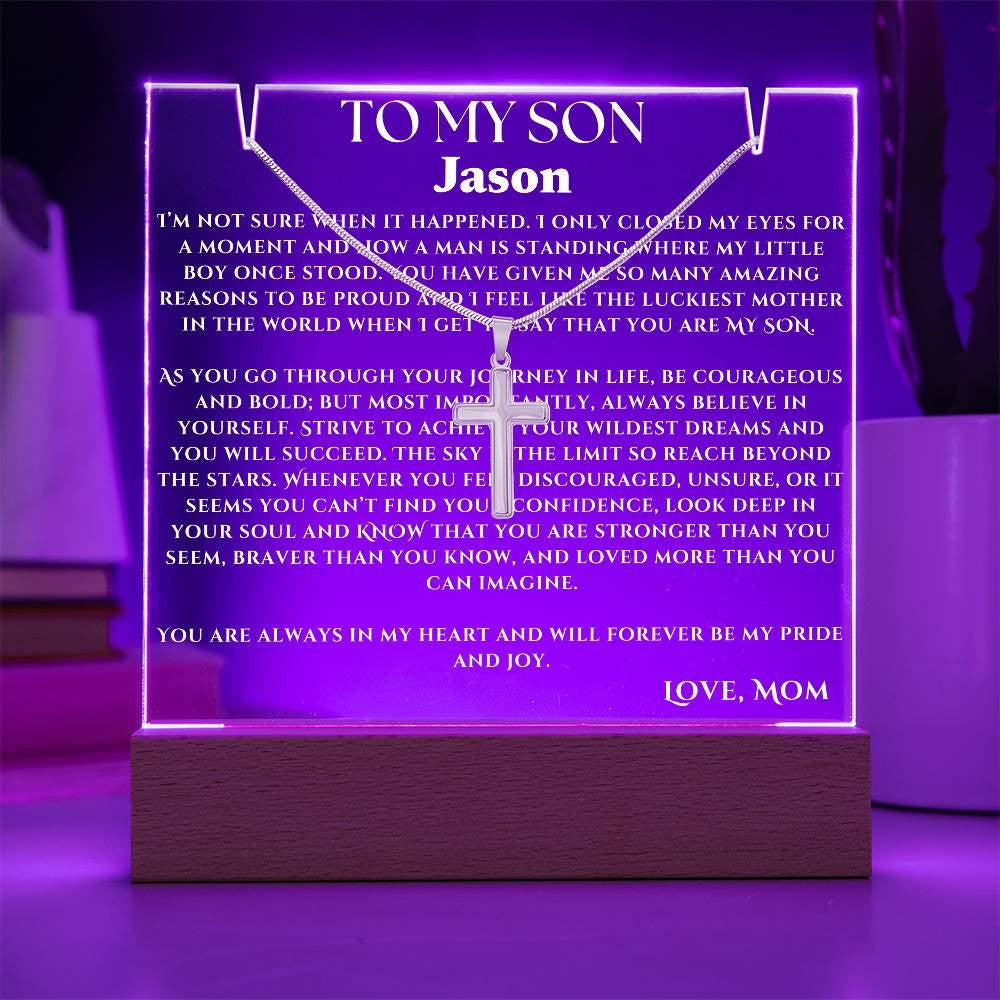 Acrylic Plaque and Necklace Gift Set For Your Son