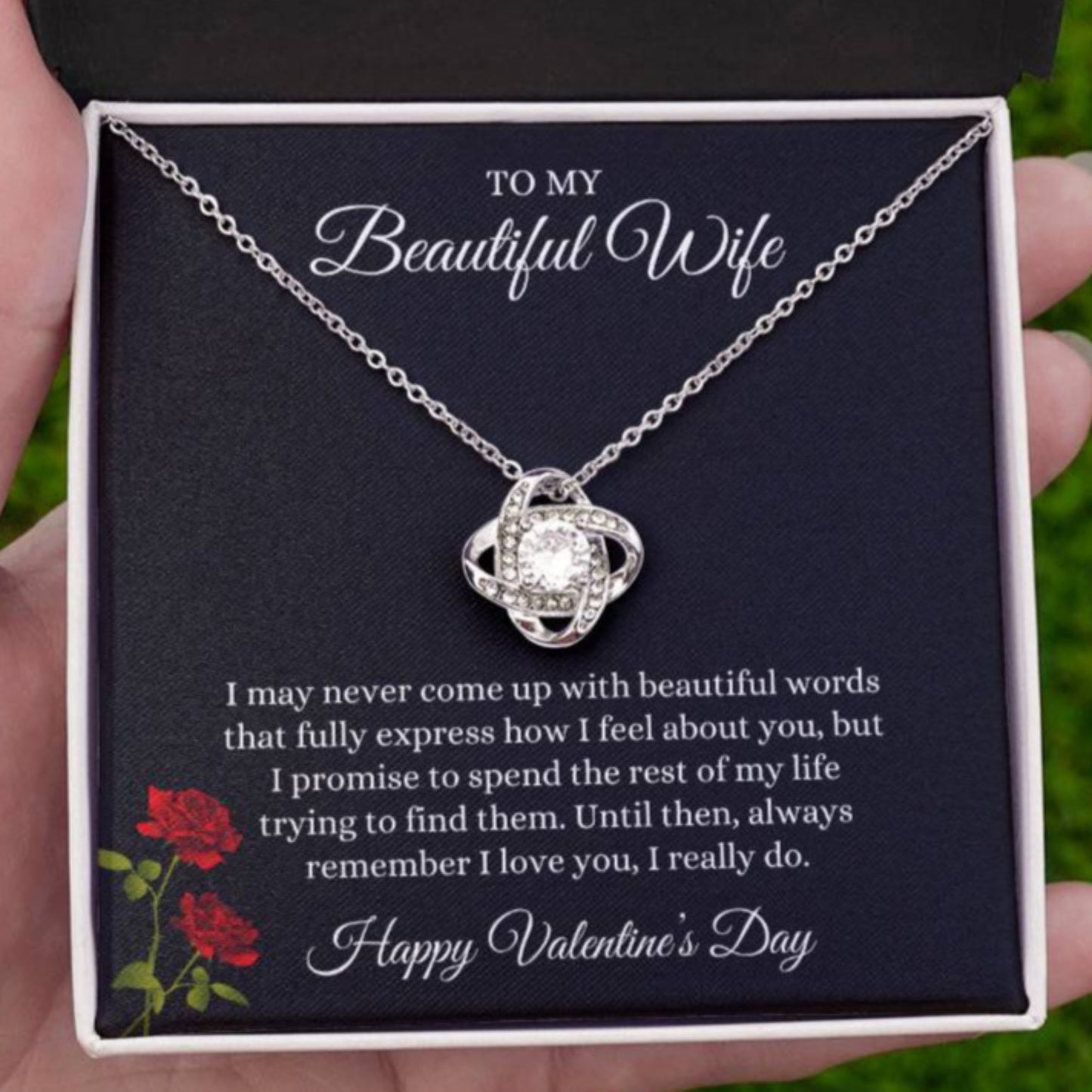Love Knot Necklace and Valentine's Day Message for Your Beautiful Wife