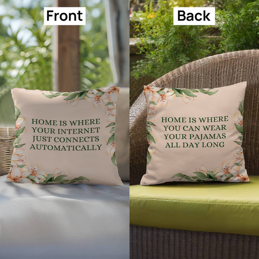 Premium Outdoor Pillow Featuring a Pinkish/Peach Floral Design