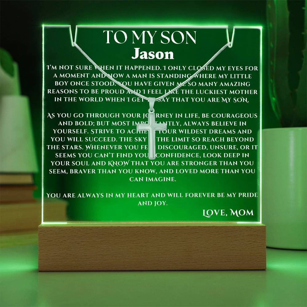 Acrylic Plaque and Necklace Gift Set For Your Son