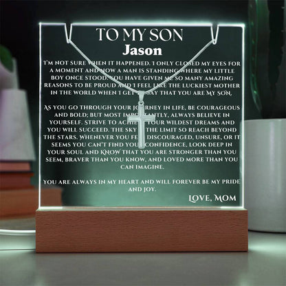 Acrylic Plaque and Necklace Gift Set For Your Son