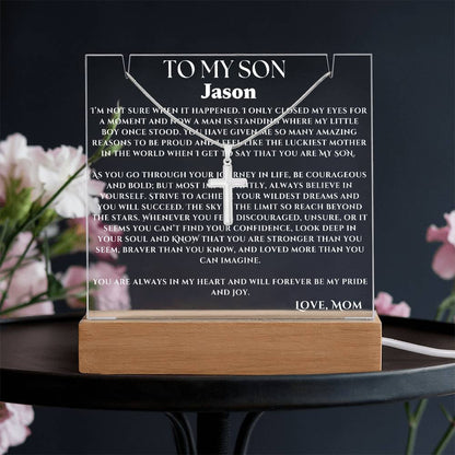 Acrylic Plaque and Necklace Gift Set For Your Son