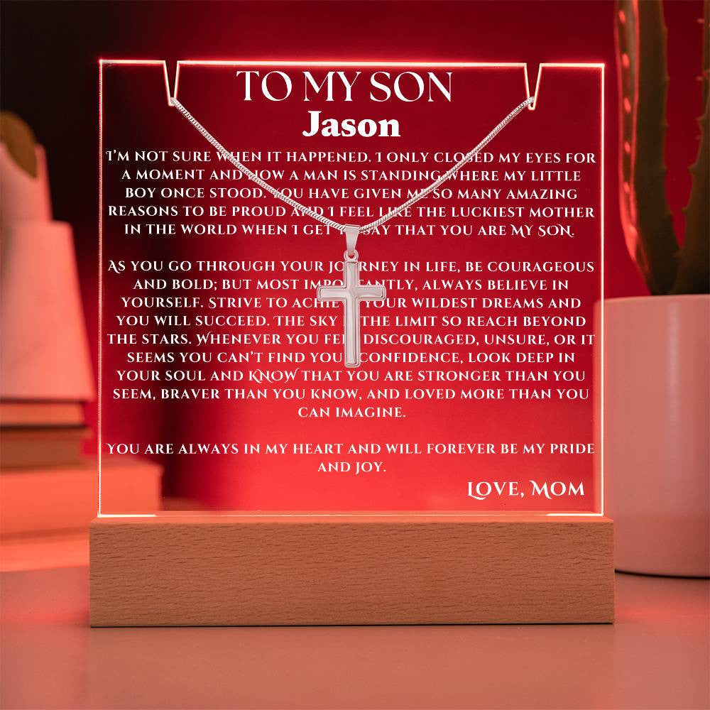 Acrylic Plaque and Necklace Gift Set For Your Son