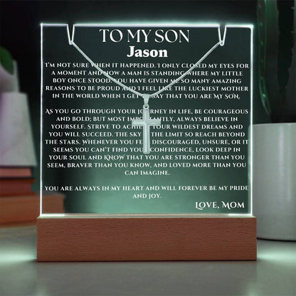 Acrylic Plaque and Necklace Gift Set For Your Son