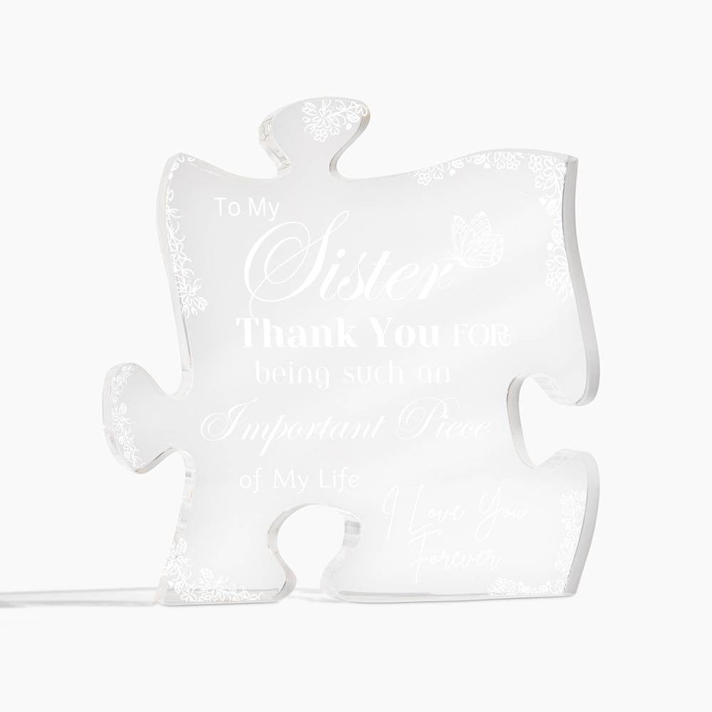 Beautifully Designed Acrylic Puzzle Plaque – Sentimental Gift for Your Sister