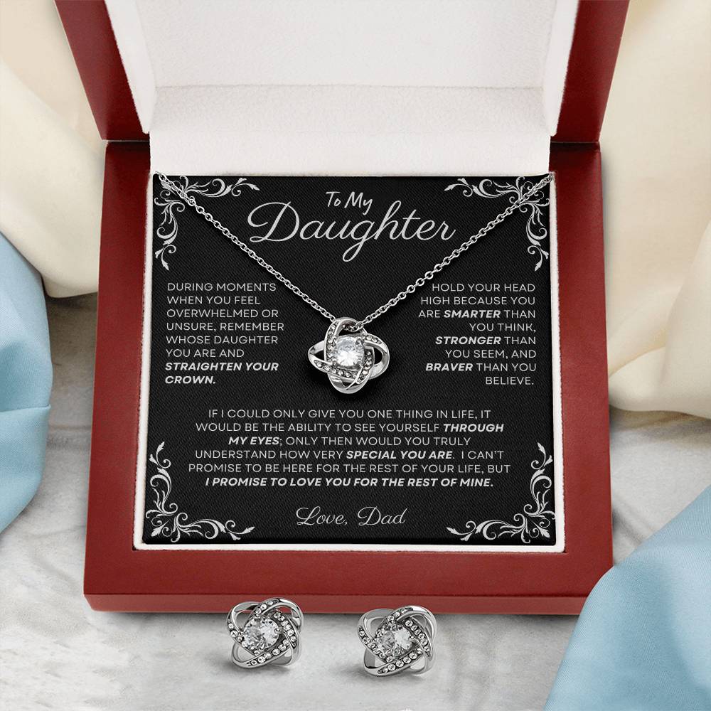 14k White Gold Cubic Zirconia Necklace and Earring Gift Set to Daughter from Dad