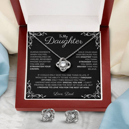 14k White Gold Cubic Zirconia Necklace and Earring Gift Set to Daughter from Dad