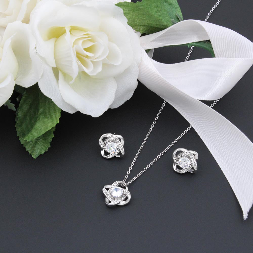 14k White Gold Finish Cubic Zirconia Necklace and Earrings from Dad to Daughter