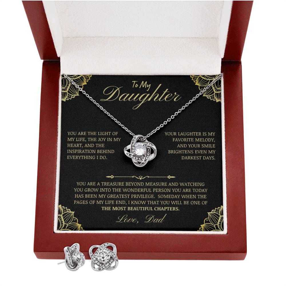 14k White Gold Finish Cubic Zirconia Necklace and Earrings from Dad to Daughter