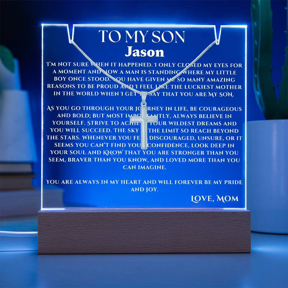 Acrylic Plaque and Necklace Gift Set For Your Son