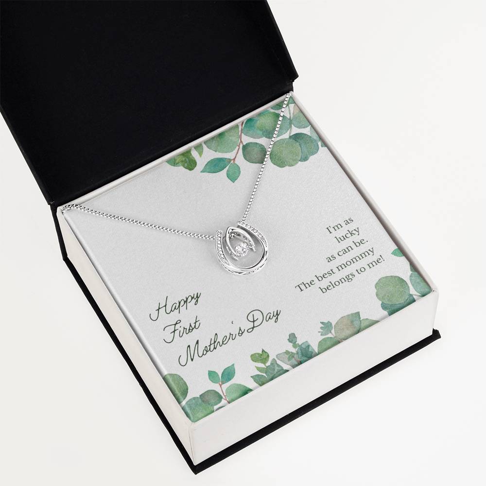 Lucky Necklace Dipped in White Gold Over Stainless Steel- Mother's Day Gift