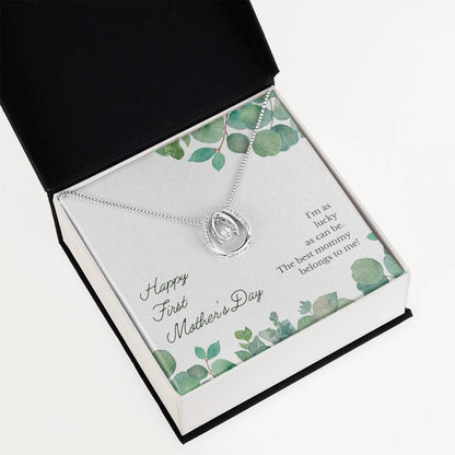 Lucky Necklace Dipped in White Gold Over Stainless Steel- Mother's Day Gift