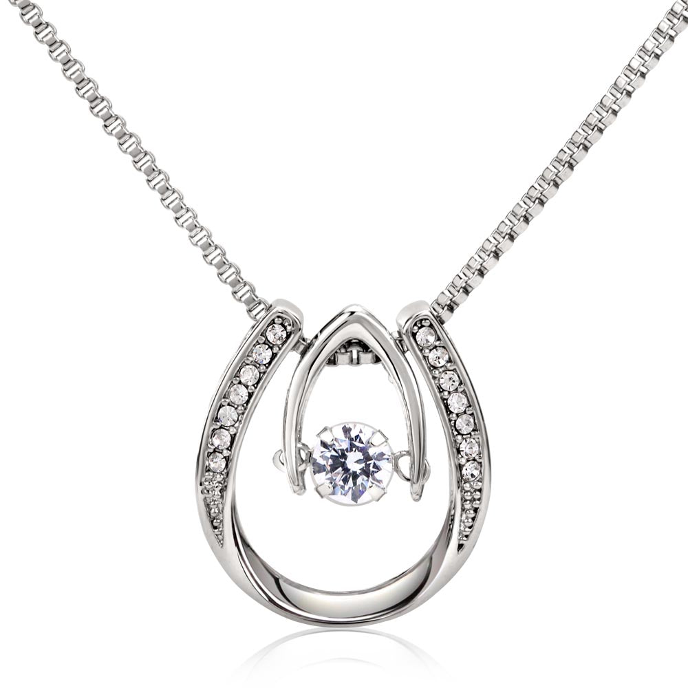Lucky Necklace Dipped in White Gold Over Stainless Steel- Mother's Day Gift