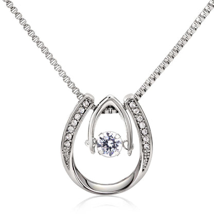 Lucky Necklace Dipped in White Gold Over Stainless Steel- Mother's Day Gift