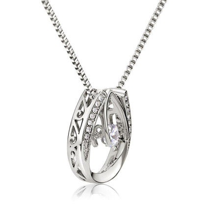 Lucky Necklace Dipped in White Gold Over Stainless Steel- Mother's Day Gift