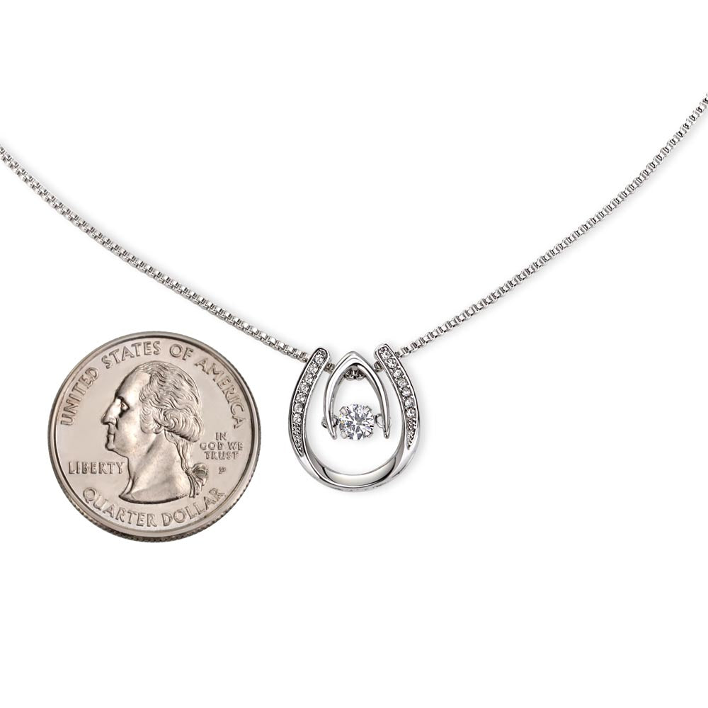 Lucky Necklace Dipped in White Gold Over Stainless Steel- Mother's Day Gift