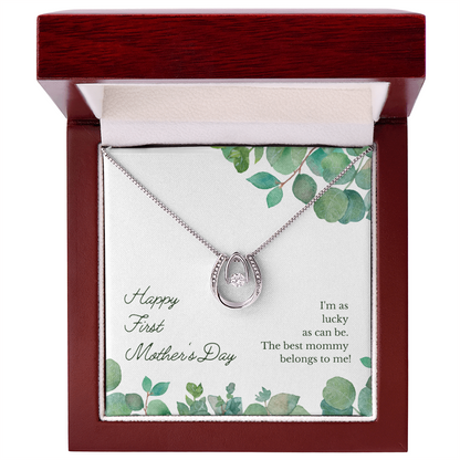 Lucky Necklace Dipped in White Gold Over Stainless Steel- Mother's Day Gift