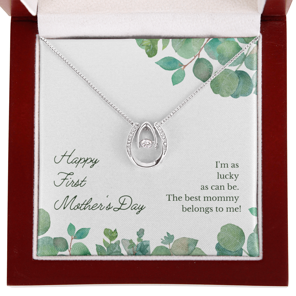 Lucky Necklace Dipped in White Gold Over Stainless Steel- Mother's Day Gift