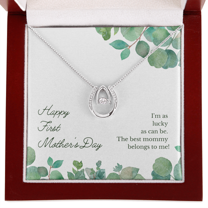 Lucky Necklace Dipped in White Gold Over Stainless Steel- Mother's Day Gift