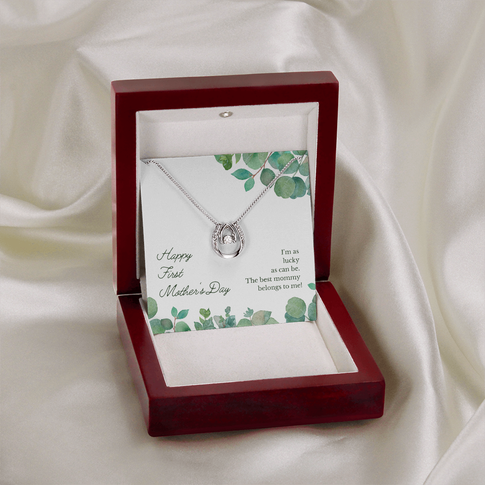 Lucky Necklace Dipped in White Gold Over Stainless Steel- Mother's Day Gift