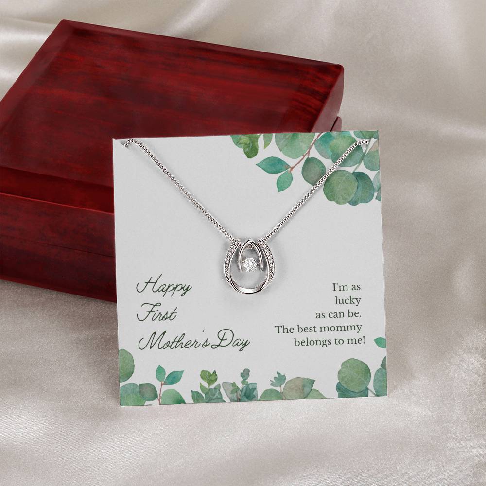 Lucky Necklace Dipped in White Gold Over Stainless Steel- Mother's Day Gift