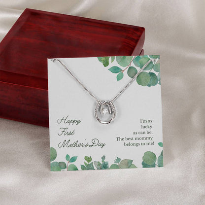 Lucky Necklace Dipped in White Gold Over Stainless Steel- Mother's Day Gift