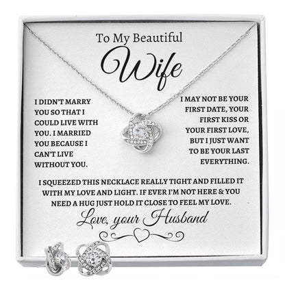 Love Knot Necklace and Earring Set - I Can't Live Without You