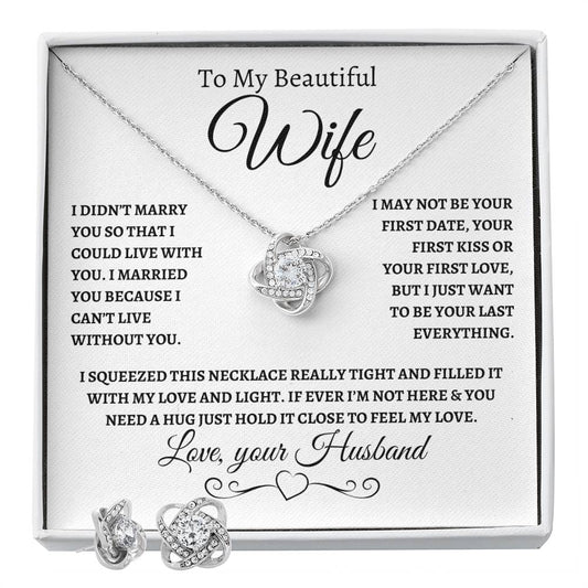 Love Knot Necklace and Earring Set - I Can't Live Without You