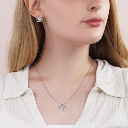 Love Knot Necklace and Earring Set - I Can't Live Without You